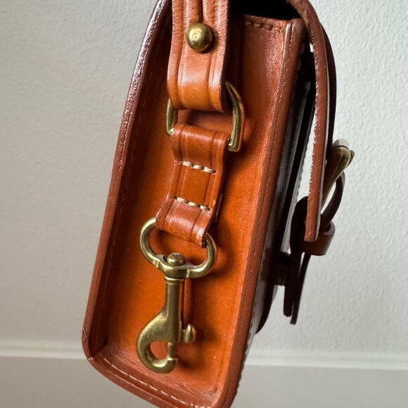 Joan David Small Leather Crossbody Camera Bag – Real Brass Hardware, Boho Chic - Picture 5 of 15